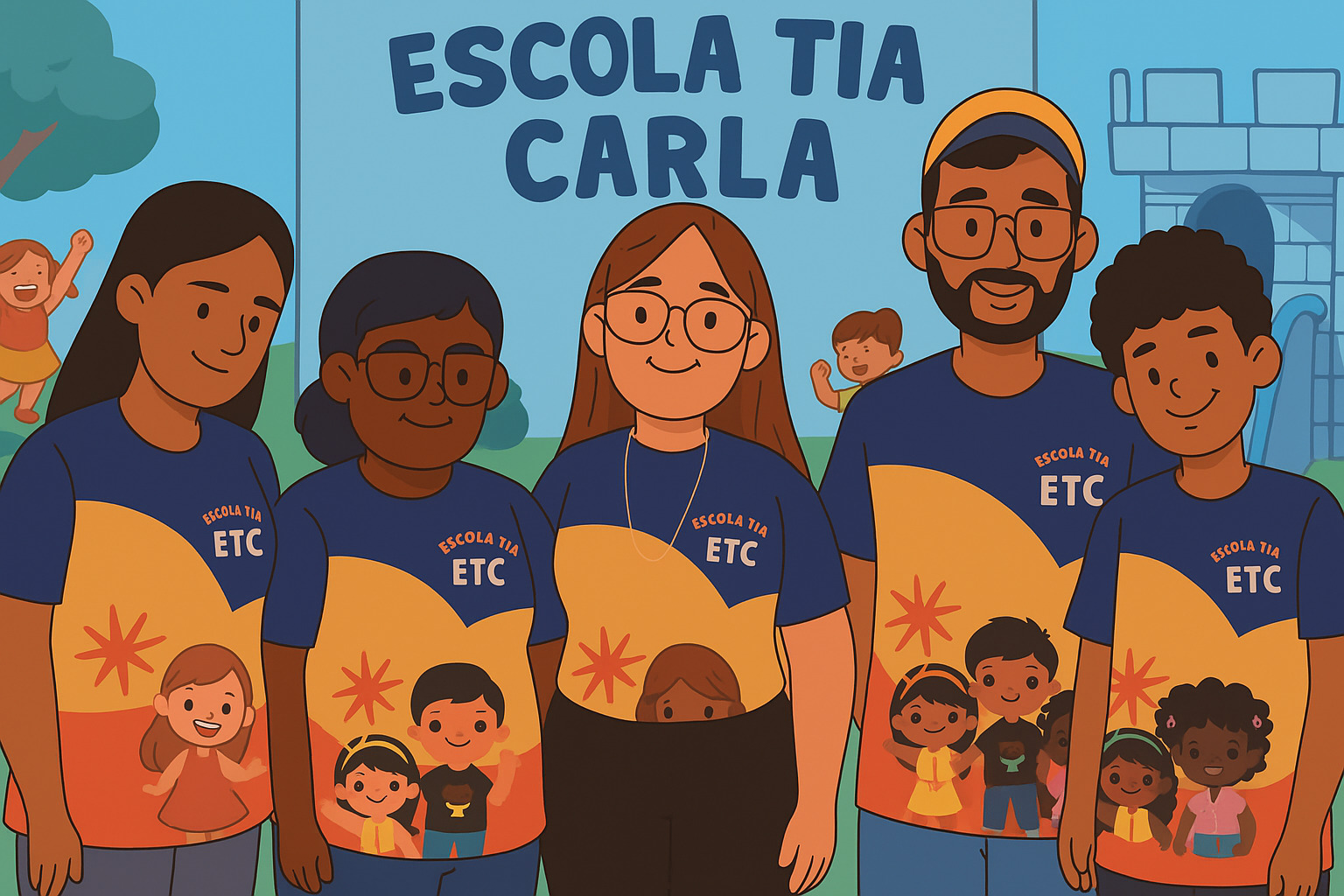 Crianças felizes na Escola Tia Carla